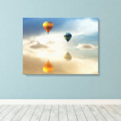Warme luchtballonnen waterreflectie canvas afdruk (Insitu (Houten vloer))