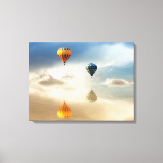 Warme luchtballonnen waterreflectie canvas afdruk (Voorkant)