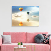 Warme luchtballonnen waterreflectie canvas afdruk (Insitu (Woonkamer))