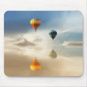 Warme luchtballonnen waterreflectie muismat