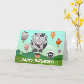 Warme luchtballonvaarders Vliegende kinderen Kaart (Gele Bloem)