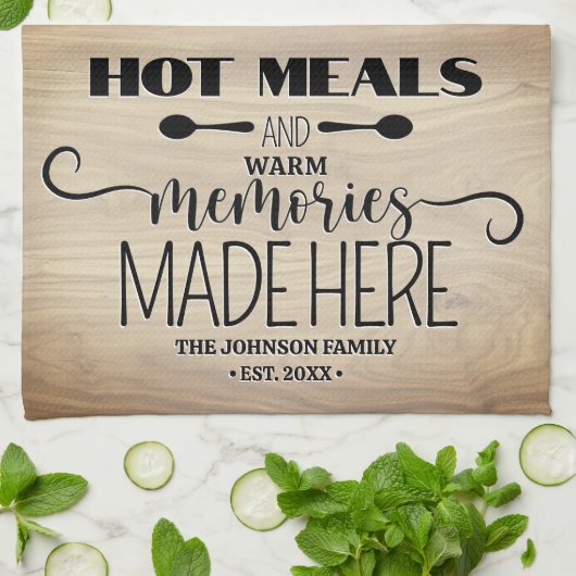 Warme maaltijden Warme herinneringen Gepersonalise Theedoek (Gevouwen)