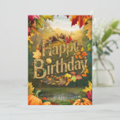 Warme Maple Leaf Herfst Herfst Happy Birthday Kaart (Staand voorkant)