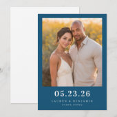Warme marine elegante foto save the date (Voorkant / Achterkant)