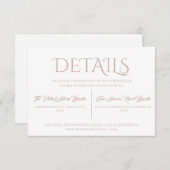 Warme minimalistische terracotta bruiloft details informatiekaartje (Voorkant / Achterkant)