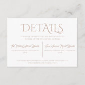 Warme minimalistische terracotta bruiloft details informatiekaartje (Voorkant)