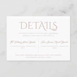 Warme minimalistische terracotta bruiloft details informatiekaartje