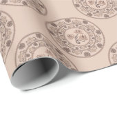 Warme Mocha Rococo Revival Lotus Polka Dot Mandala Cadeaupapier (Rol Hoek)