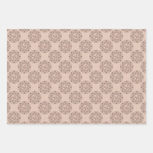 Warme Mocha Rococo Revival Lotus Polka Dot Mandala Inpakpapier Vel (Voorkant 3)