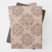 Warme Mocha Rococo Revival Lotus Polka Dot Mandala Inpakpapier Vel (In situ)