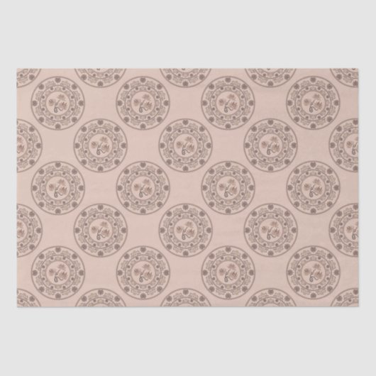 Warme Mocha Rococo Revival Lotus Polka Dot Mandala Tissuepapier (Voorkant)