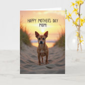Warme Moederdag Hond Kaart (Gele Bloem)