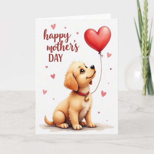 Warme Moederdag kaart voor mama van de puppy (Voorkant)