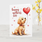 Warme Moederdag kaart voor mama van de puppy (Gele Bloem)