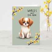 Warme Moederdag Puppy Kaart (Gele Bloem)