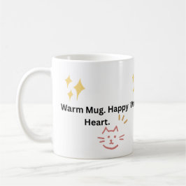 Warme mok. Gelukkig hart. Cute kat typografie koff Koffiemok