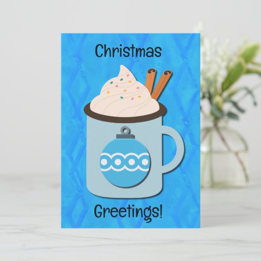 Warme Mok Kerstgroeten Flat Holiday Kaart (Staand voorkant)