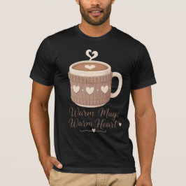 Warme mok warm hart knusse gebreide koffiekop t-shirt
