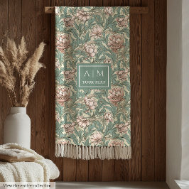 Warme Morris geïnspireerde aangepaste naam bloemen Fleece Deken