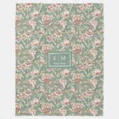 Warme Morris geïnspireerde aangepaste naam bloemen Fleece Deken (Voorkant)