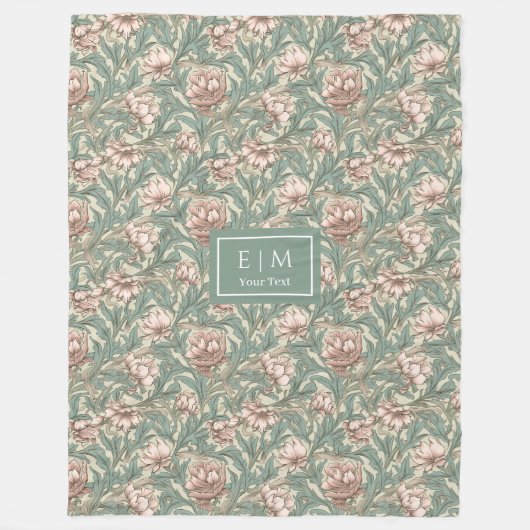 Warme Morris geïnspireerde aangepaste naam bloemen Fleece Deken (Voorkant)