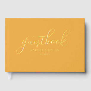 Warme Mosterd Minimalistische Calligrafie Gastenboek