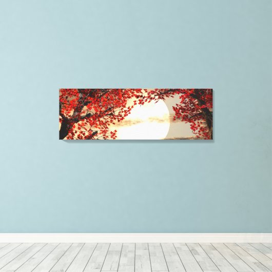 Warme nacht onder de rode boom - Digitale Kunst Canvas Afdruk (Insitu (Houten vloer))