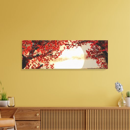 Warme nacht onder de rode boom - Digitale Kunst Canvas Afdruk (Insitu (Woonkamer))
