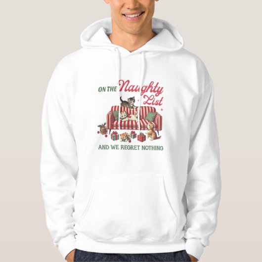 Warme Naughty Cat Kerstmis Gezellige Pet Lover Hoodie (Voorkant)