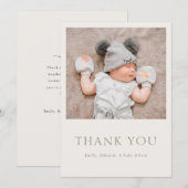 Warme neutrale babyshowerfoto bedankkaart (Voorkant / Achterkant)
