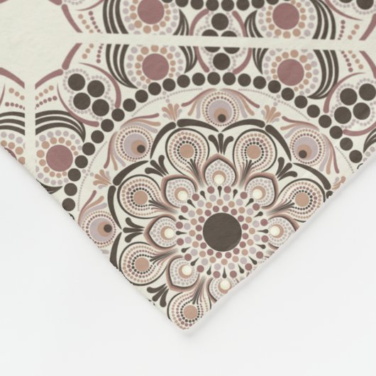 Warme Neutrals Espresso Dot Mandala Diamond Tegel Fleece Deken (Hoek)