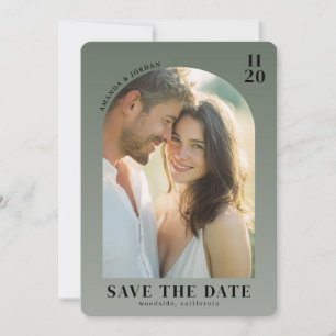 Warme Olijfgroene Elegante Foto Save The Date
