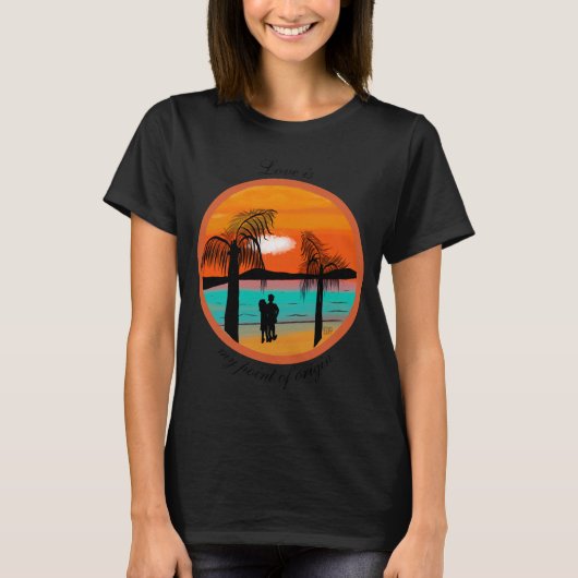 Warme Omhelzing: Sunset Silhouette Design T-shirt (Voorkant)