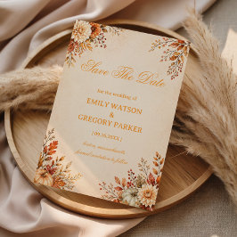 Warme Oogst Bloemrijke Elegantie Save The Date