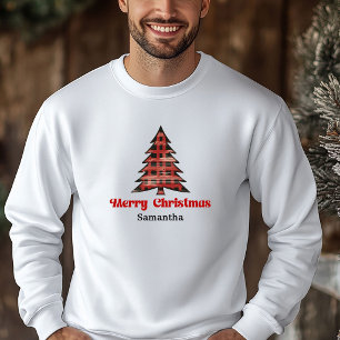 Warme op maat gemaakte Buffalo Plaid Kerstboom Hoodie