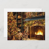 Warme open haard bij de kerstboom feestdagenkaart (Voorkant / Achterkant)