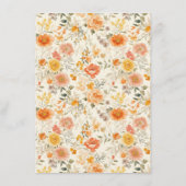 Warme Oranje Bloemdetails Informatiekaartje (Achterkant)
