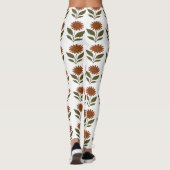 Warme Oranje Bloemige Leggings (Achterkant)