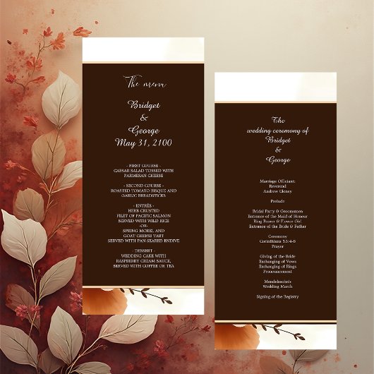 Warme Oranje botanische elegantie Programmakaart