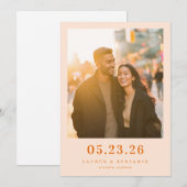 Warme Oranje Candid Foto Save The Date (Voorkant / Achterkant)