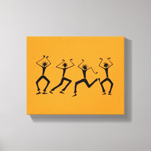 Warme Oranje Silhouette Happiness Party Dansers Canvas Afdruk (Voorkant)