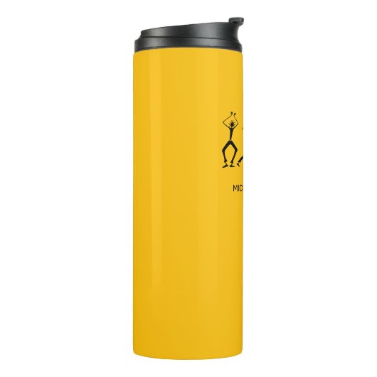 Warme, Oranje, Silhouette Happiness Party Dansers Thermosbeker (Gedraaid links)