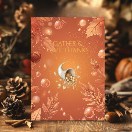 Warme Oranje Thanksgiving met Cornucopia Harvest Kaart