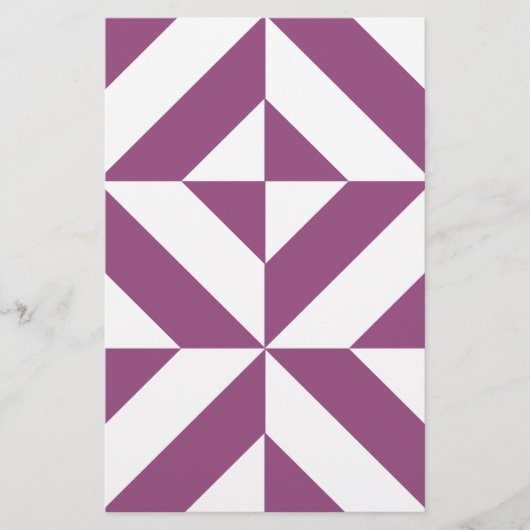 Warme Paarse geometrische deco kubus Briefpapier (Voorkant)