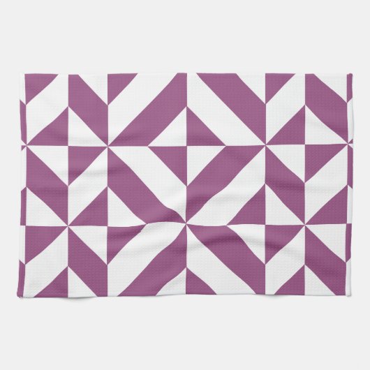 Warme Paarse geometrische deco kubus Theedoek (Horizontaal)