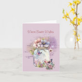 Warme Paaswensen Pot van Bloemen Vlinders Kaart (Gele Bloem)