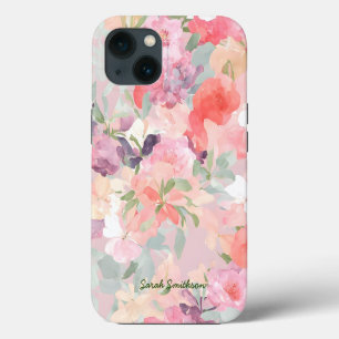 Warme Pastel Abstracte Veldbloemen Watercolor Kuns iPhone 13 Hoesje