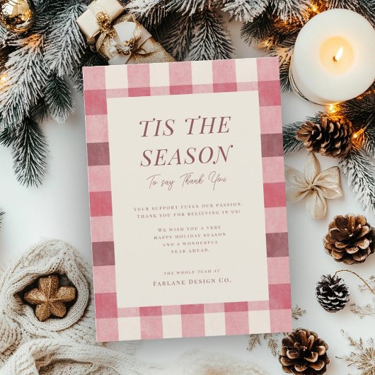 Warme Pastel Plaid Kleine Kantoor Zakelijk Feestdagenkaart