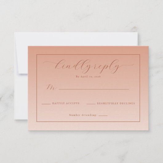 Warme Perzik Minimalistische RSVP Kaartje (Voorkant)