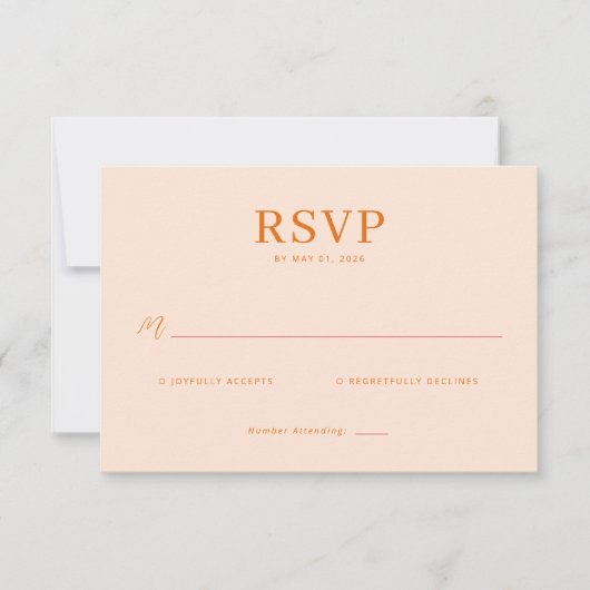 Warme Perzik Minimalistische RSVP Kaartje (Voorkant)
